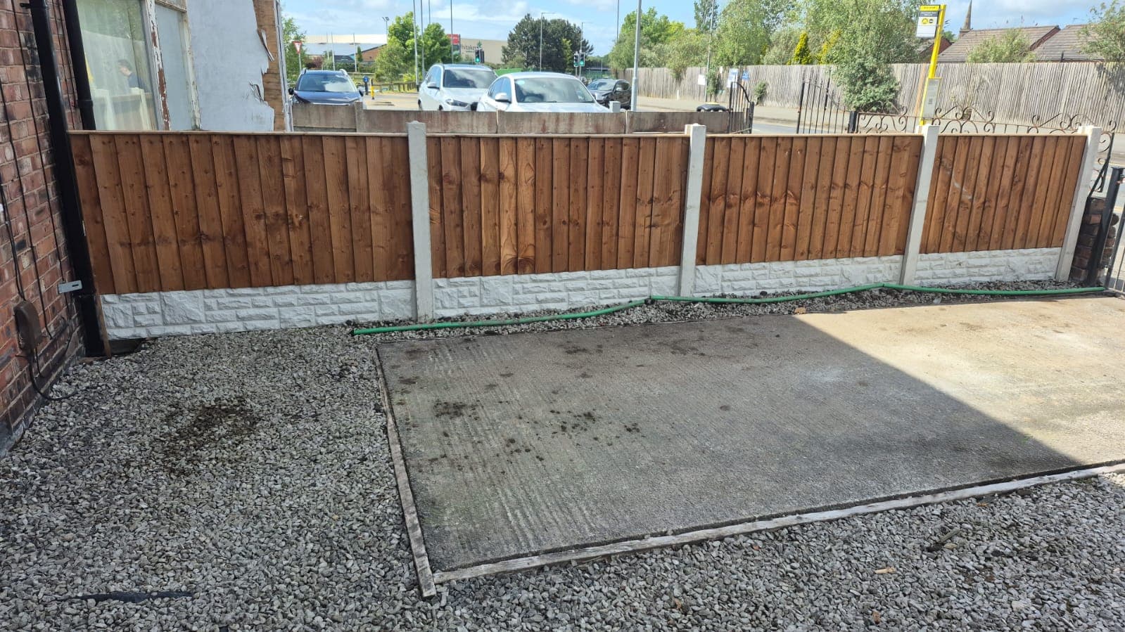 Concrete post and panel fence with concrete base by Marlborough Builders