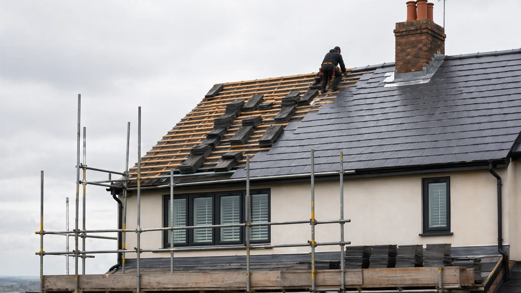 Residential roof repair and re-slating