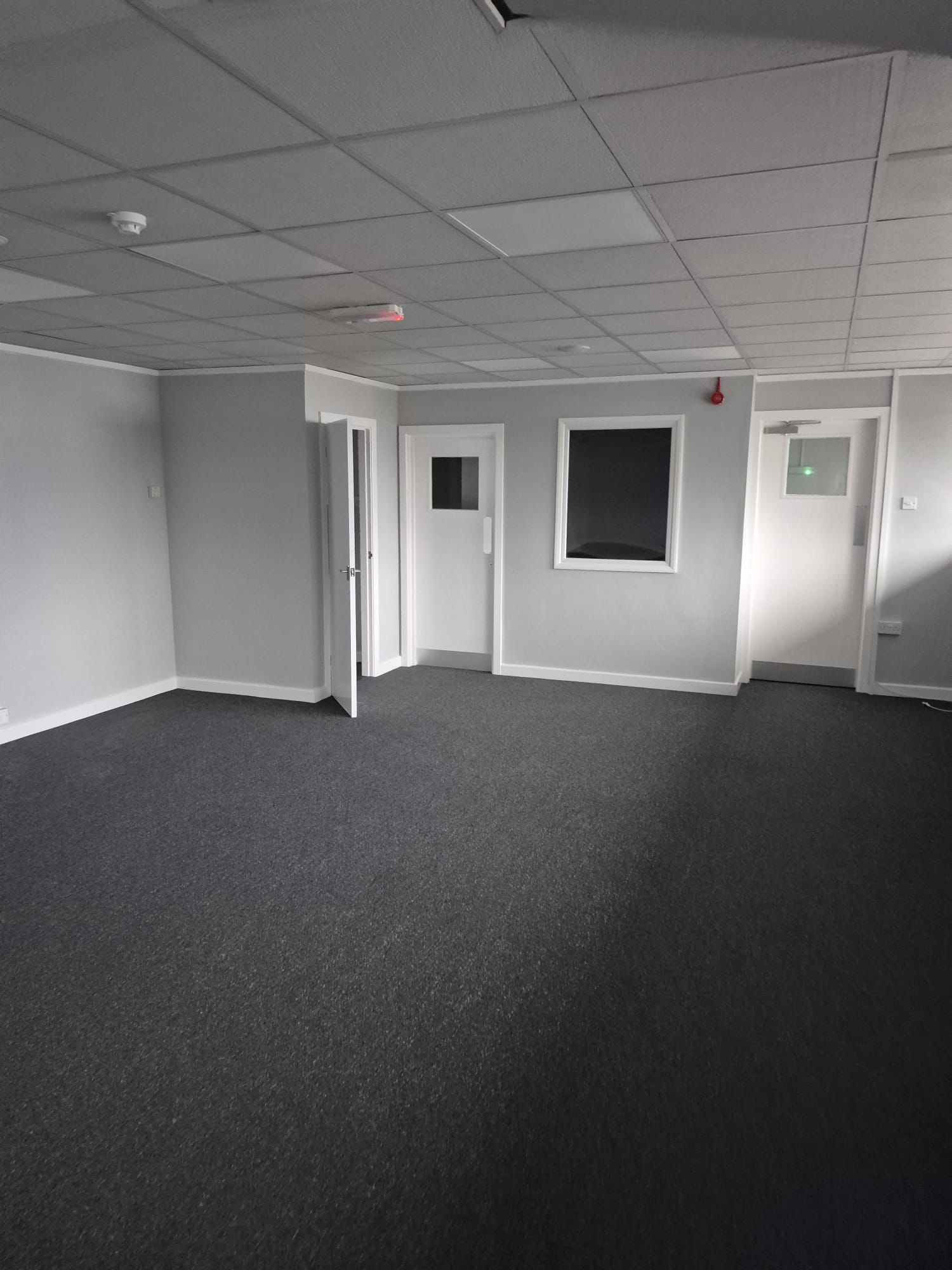 Commercial interior with finished partitions and doors