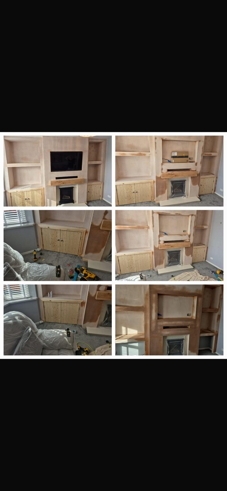 Media wall finishing and built-in joinery